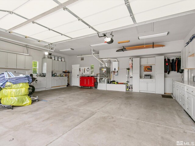 garage with a garage door opener