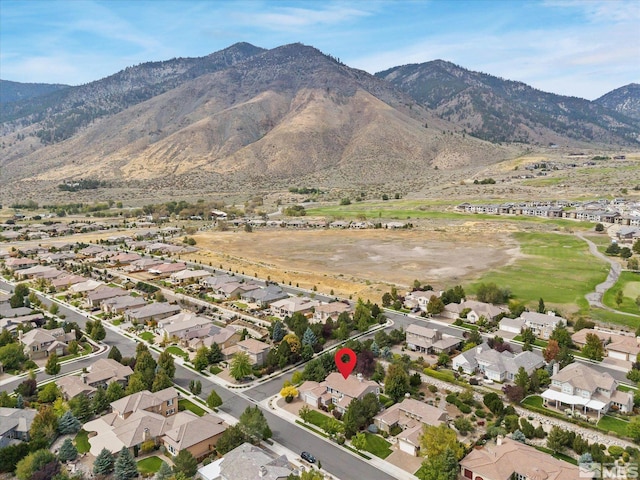 drone / aerial view with a mountain view