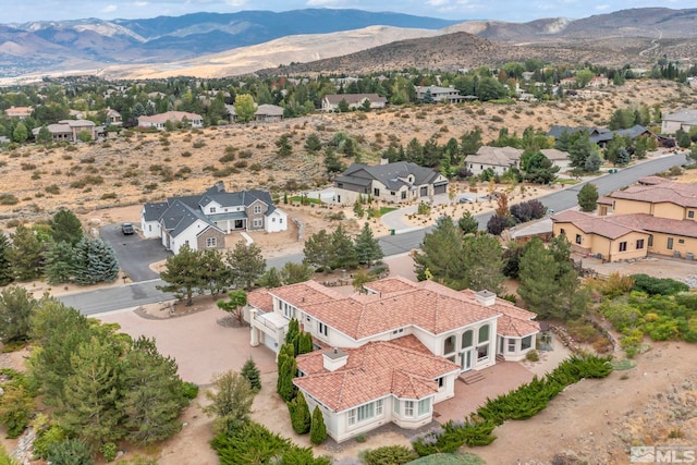 bird's eye view with a mountain view