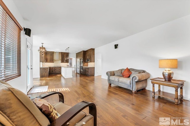 living room featuring light wood-type flooring