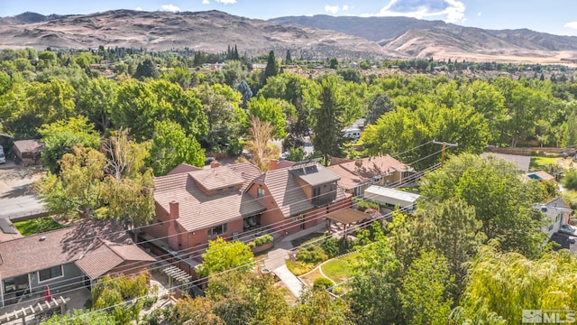 aerial view with a mountain view