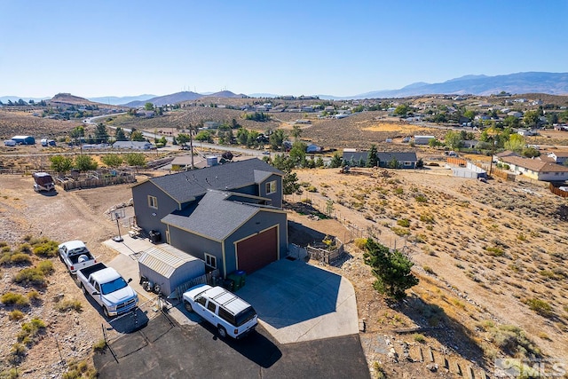 bird's eye view with a mountain view