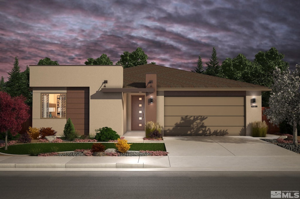 view of front facade featuring a garage