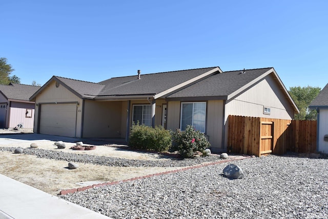 single story home with a garage