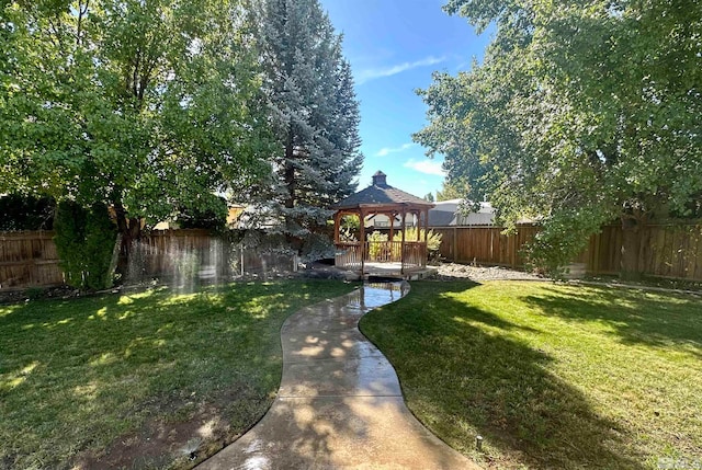 view of yard with a gazebo