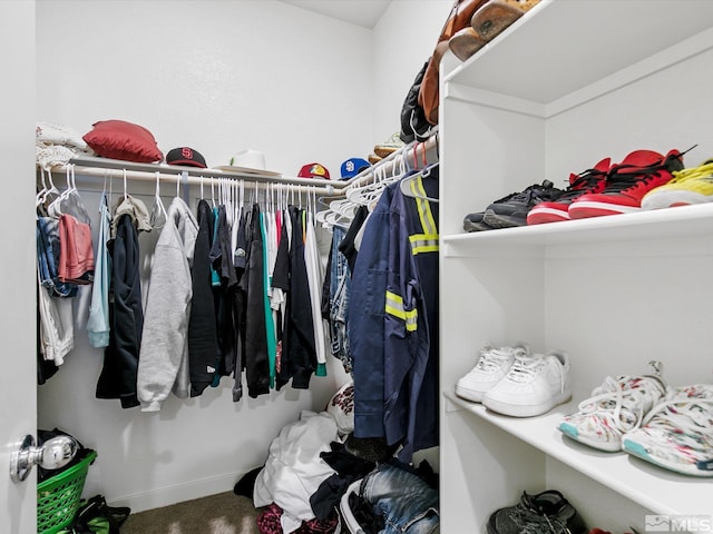 spacious closet featuring carpet floors