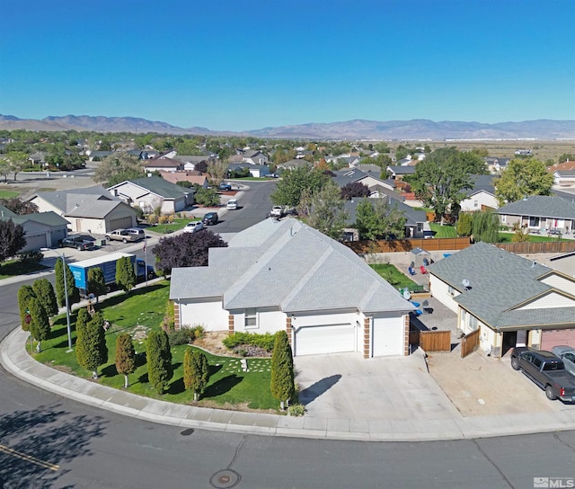 bird's eye view with a mountain view