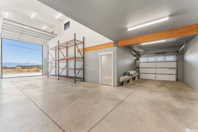 garage with a mountain view