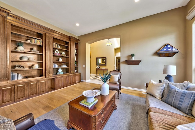 living room with wood-type flooring