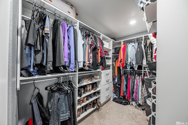 spacious closet with carpet floors