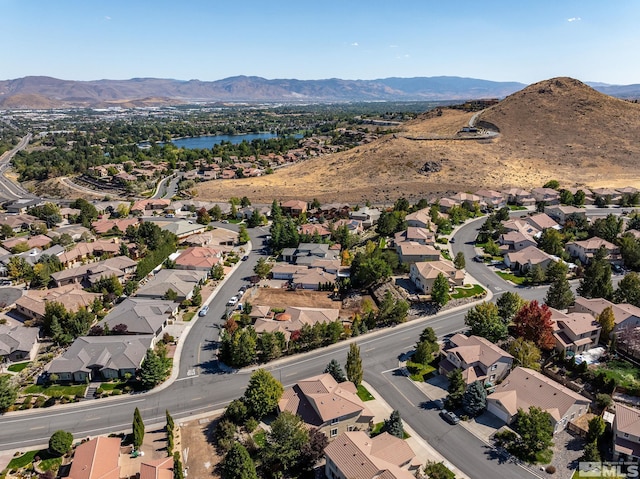 bird's eye view with a mountain view