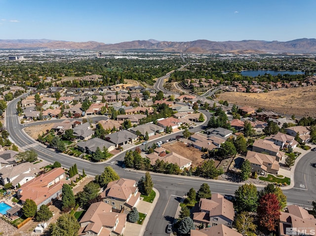 aerial view with a water and mountain view