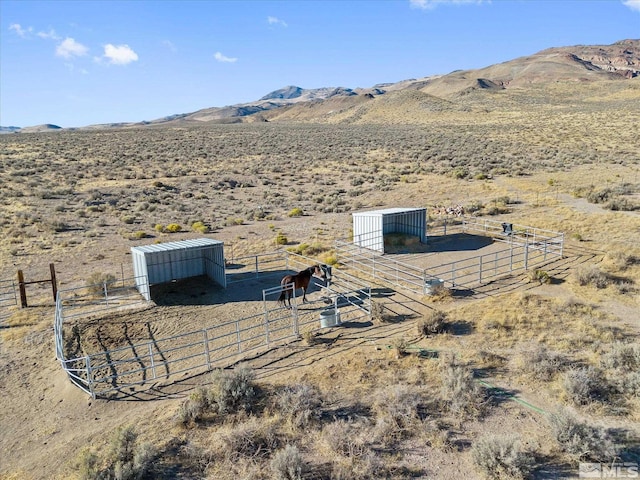 bird's eye view with a rural view and a mountain view