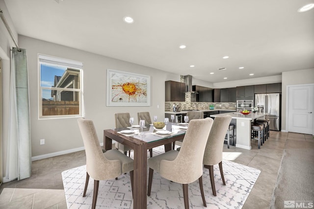 dining room with light tile patterned floors