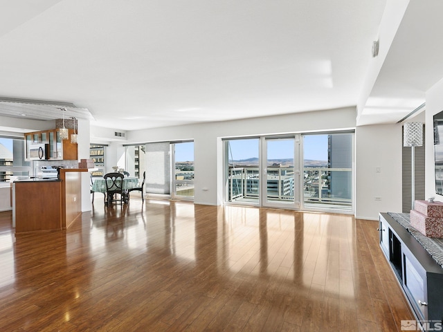 living room with hardwood / wood-style floors