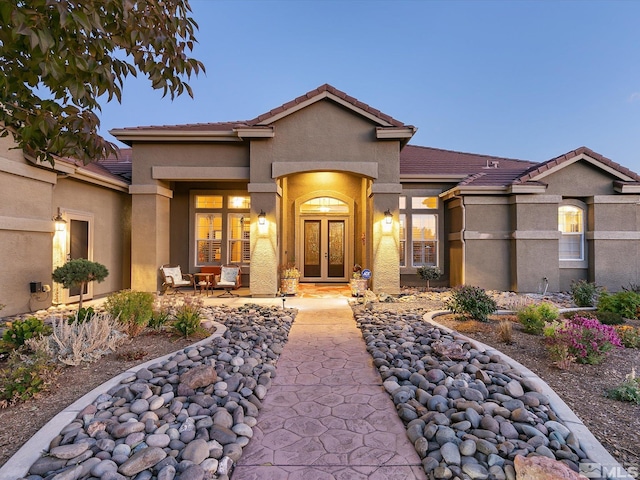 view of front of home with french doors