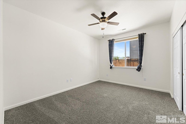 interior space featuring ceiling fan