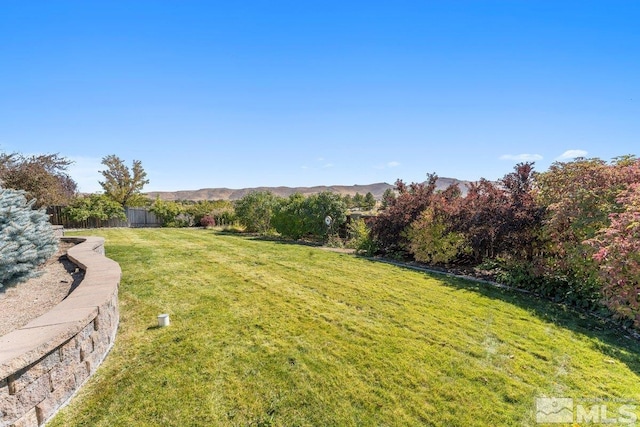 view of yard with a mountain view