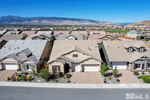 drone / aerial view with a mountain view