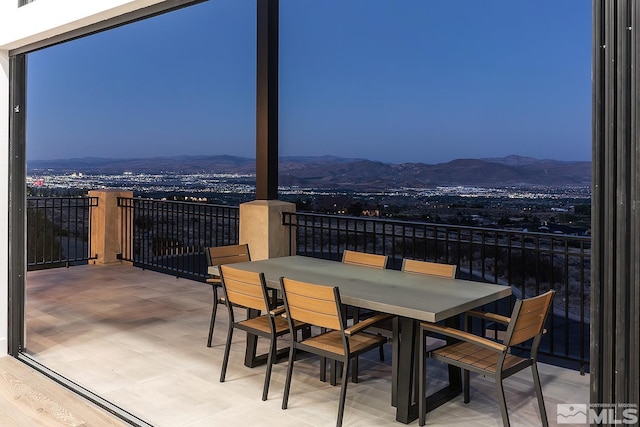 view of patio with a mountain view