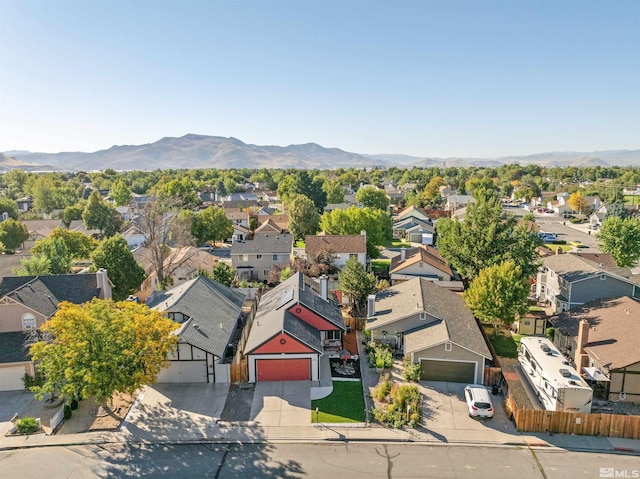 drone / aerial view with a mountain view