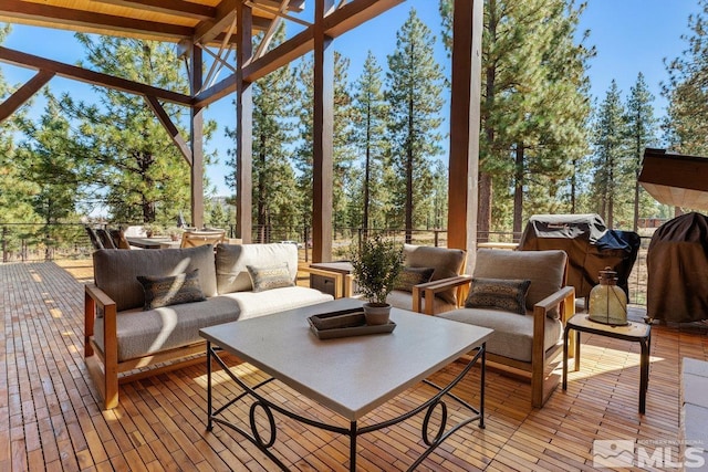 sunroom / solarium with beam ceiling