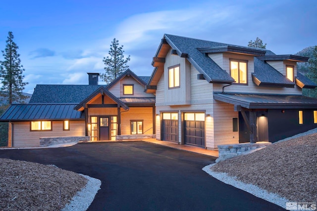 view of front of house with a garage