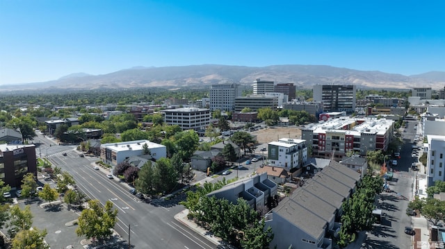 bird's eye view with a mountain view