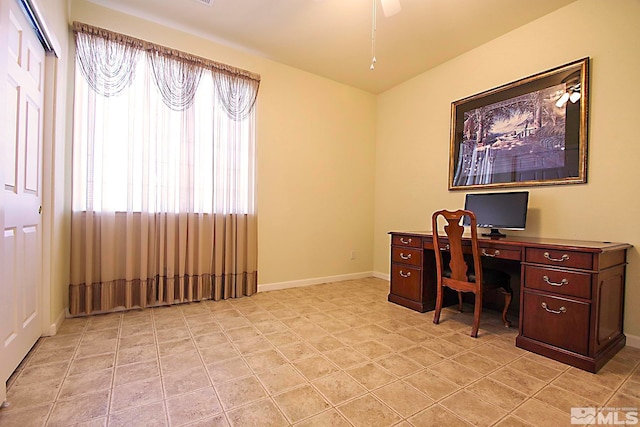 office featuring ceiling fan