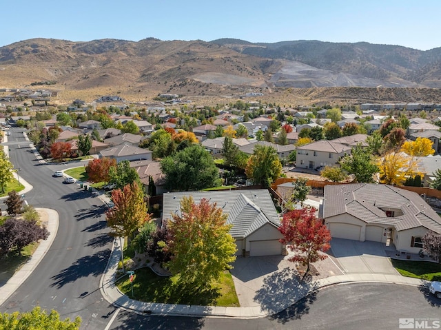 bird's eye view with a mountain view