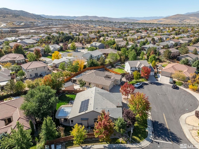 drone / aerial view with a mountain view