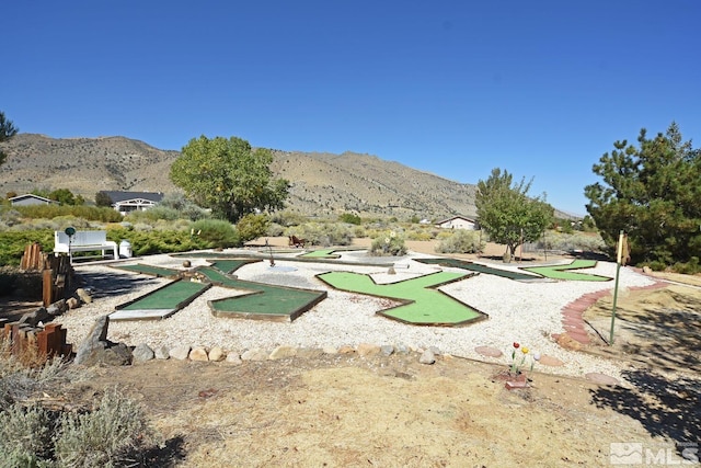 view of community featuring a mountain view