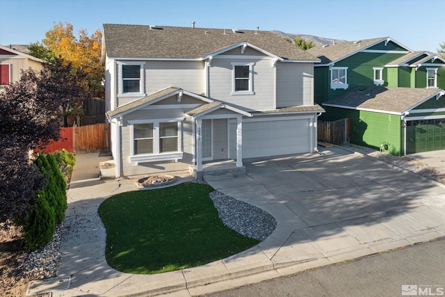 view of front property with a garage