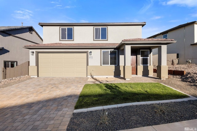 view of front of house with a garage