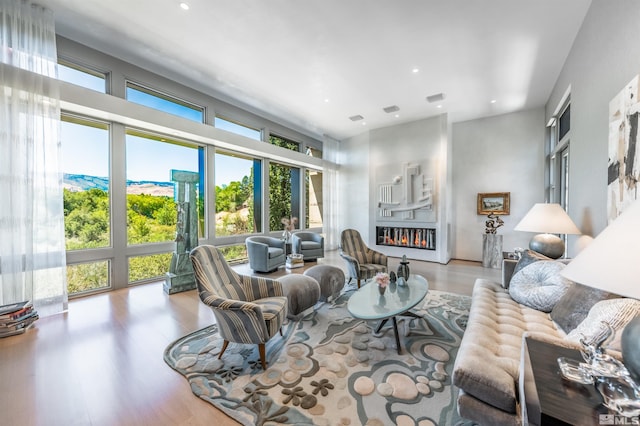 living room with light hardwood / wood-style floors