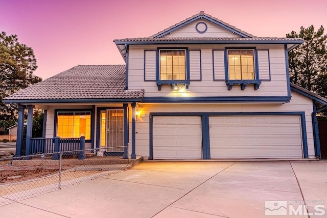 view of property with a garage