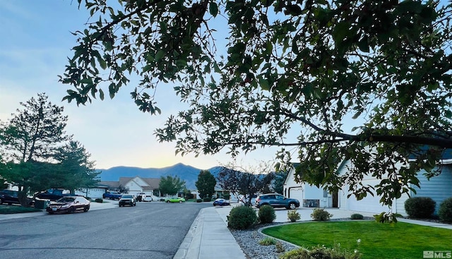 view of road with a mountain view