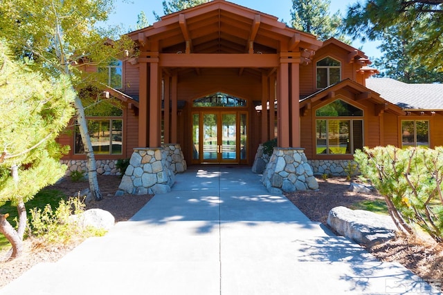 entrance to property featuring french doors