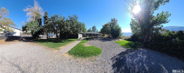 view of front facade with a mountain view