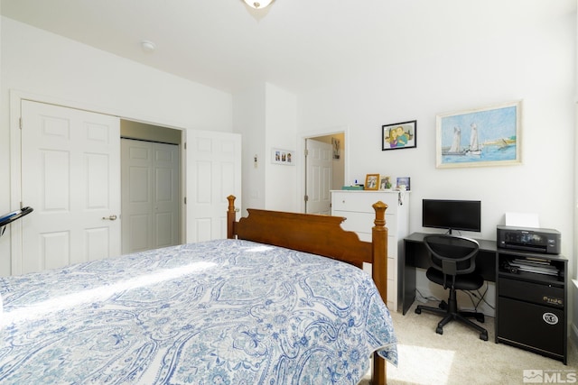 carpeted bedroom featuring a closet