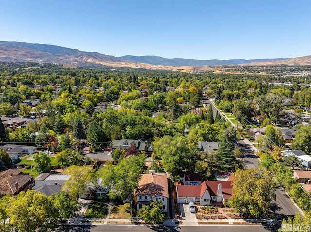 birds eye view of property with a mountain view