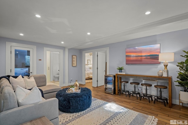 living room with light wood-type flooring