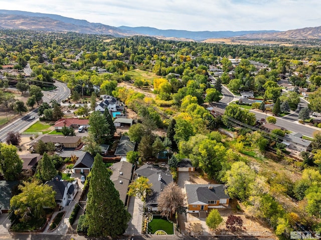 bird's eye view with a mountain view