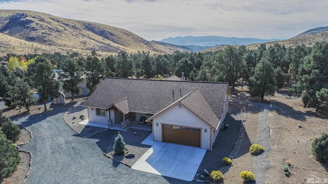 exterior space featuring a mountain view