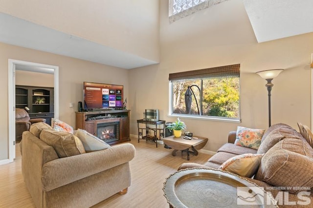 living room with light wood-type flooring