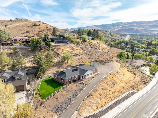 aerial view with a mountain view