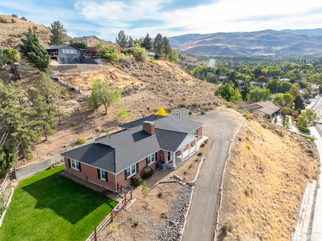 bird's eye view with a mountain view