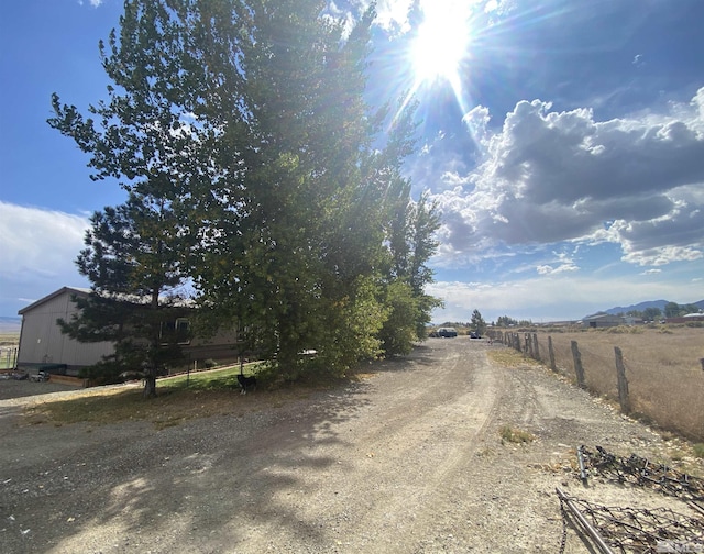 view of road with a rural view