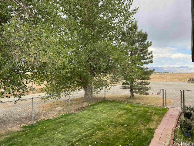 view of yard with a mountain view