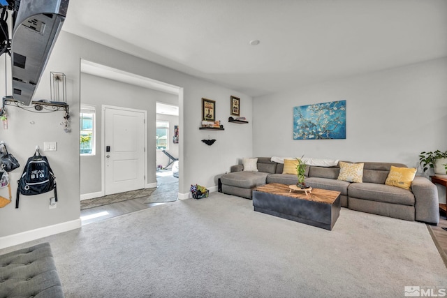 living room with light wood-type flooring